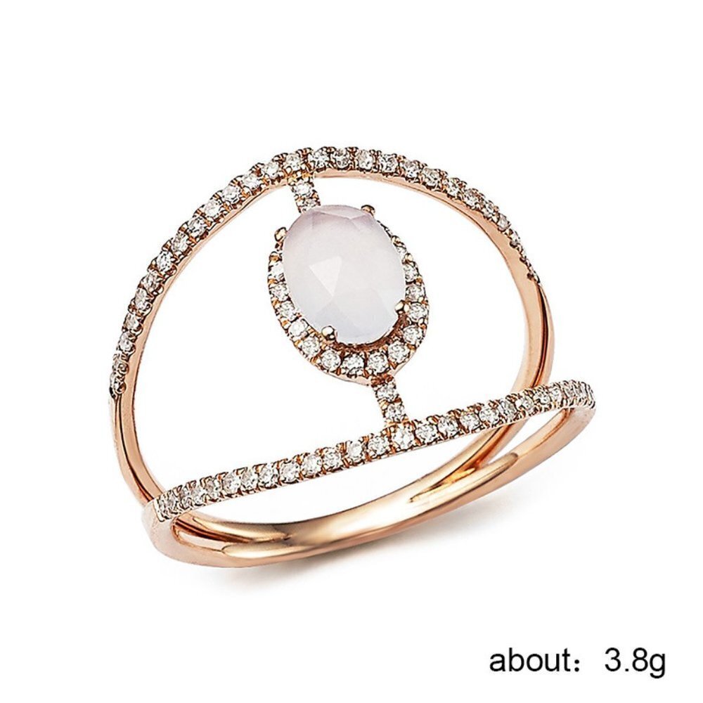 💍 Fashion Double Layer Pure Oval Opal Zircon Fashion Rings for Women, EVGG1210